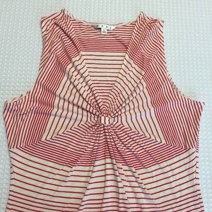 CAbi Forget Me Knot Red and White Striped Top
